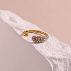 Wholesale Fine Jewelry 18K Gold Plated Stainless Steel Cz Diamond Finger Ring Gold Weeding Band Ring Adjustable Open Ring My Store