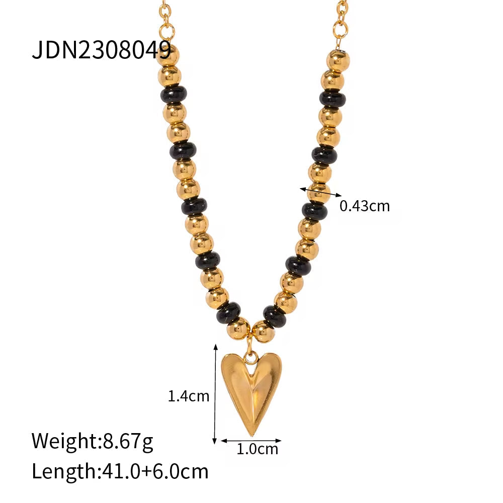 Original Design 18K Gold Plated Stainless Steel Rivet Chunky Texture Heart Earring Necklace for Women My Store