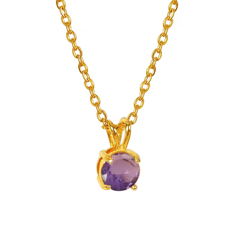 JEWELRY XL68 French Style Collarbone Chain Natural Gemstone Pendant Collarbone Necklace Stainless Steel Necklace My Store