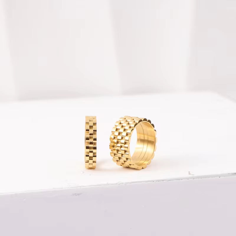 High End 18K Gold Plated Stainless Steel Watchband Rings Watch Strap Band Rings for Women My Store