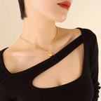 Punk Style Stainless Steel Heart Charm Choker Chain Link Necklace 18K Gold Plated for Women My Store