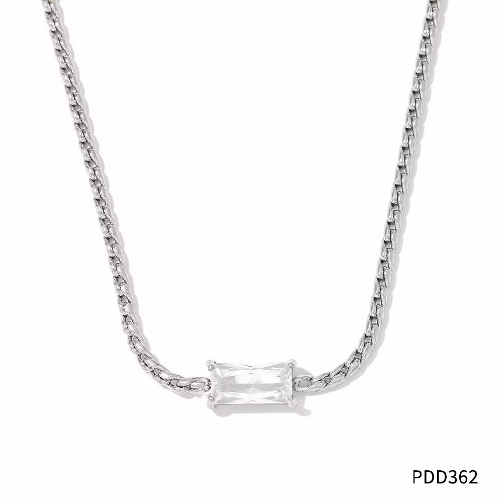Wholesale Y2K Square CZ Pendant Necklace Stainless Steel S Chain Choker Jewelry Gifts Valentine'S Day Necklaces My Store