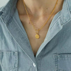 JEWELRY XL12 Wholesale OT Buckle round Plaque Necklace Women'S Alphabet Duplex Fashionable Collarbone Chain My Store