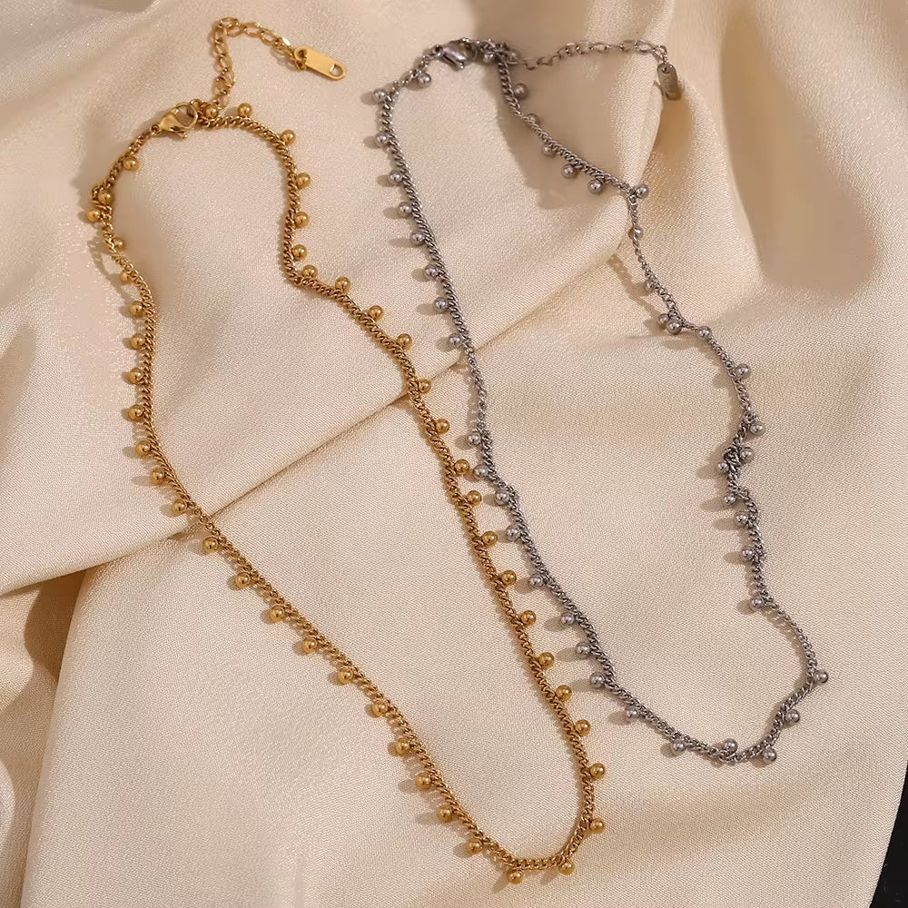 Bohemian Jewelry Beaded Tassel Necklace Gold Plated Chain Necklace Stainless Steel Jewelry My Store