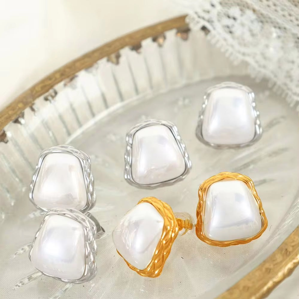 JEWELRY Eh281French Set Pearl Earrings New Square Coloured Beads Earrings Irregular Earrings My Store