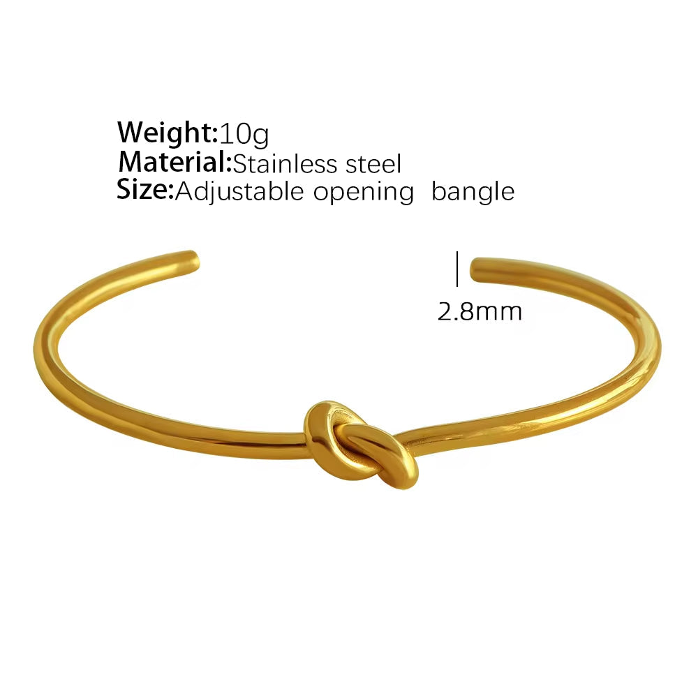 JEWELRY SZ45-7-SZ51 Hot Sale Vintage Fashion Stainless Steel Open Bangle Twist Knot C Shape Bangle for Women My Store