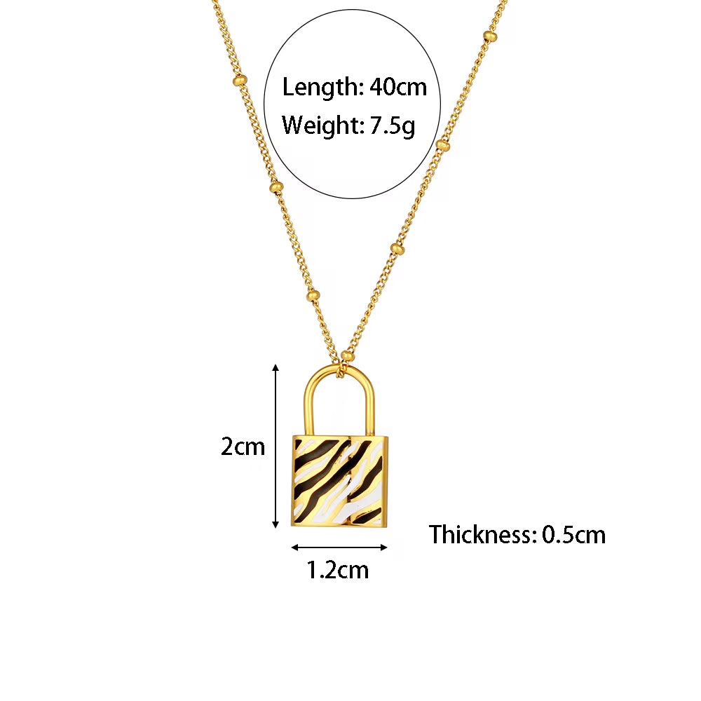 Wholesale Fashion Gold Plated Necklace Set Tarnish Free Jewelry Enamel Stainless Steel Pendant Necklace My Store