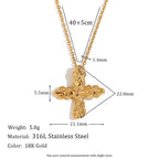 Hammered Cross Necklace 18K Gold Plated Jewelry Waterproof 316L Stainless Steel Titanium Jewelry My Store