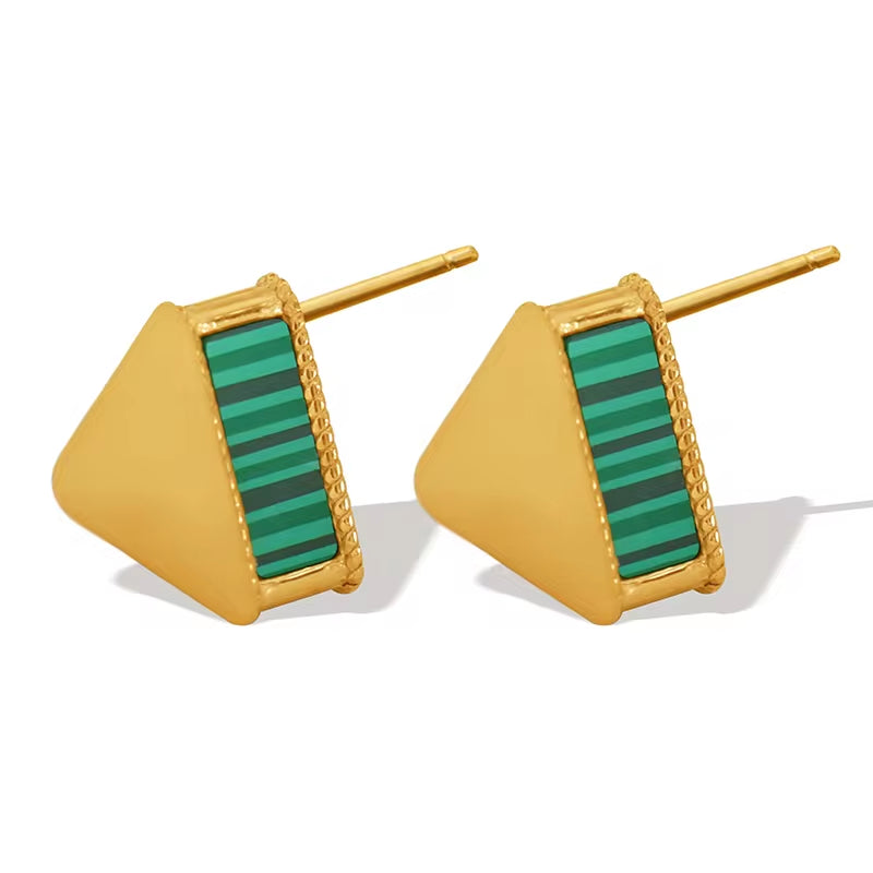 JEWELRY EH159 Pretty Design Hong Kong Style Earrings Simple Green Striped Acrylic Triangle Earrings My Store