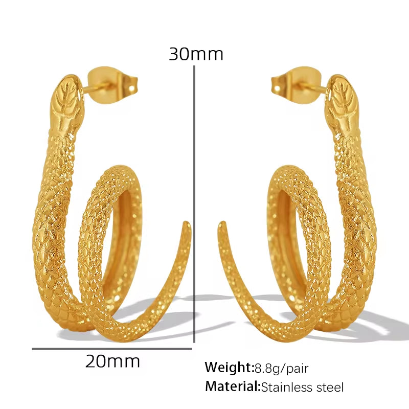 JEWELRY EH195 Korean Version of the Earrings Temperament Small Snake Hundred with Earrings Simple Gold-Plated 18K My Store