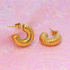 Y2K Trendy Chunky Vintage Boho Design Light Weight Large Wide Hollow Gold Plated Dome Chunky Hoop Earrings My Store