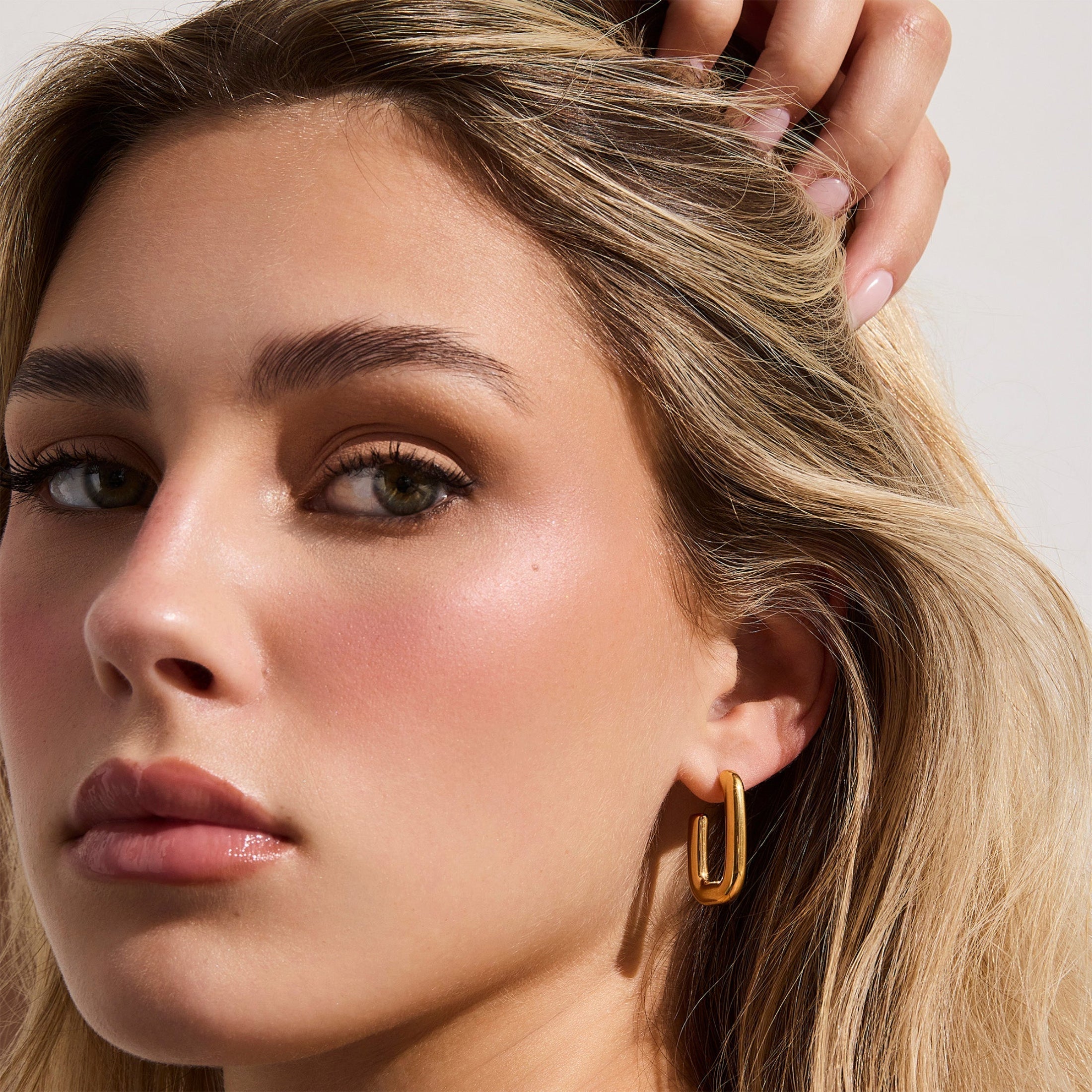 Rounded Square Hoop Earrings Angel