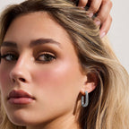 Rounded Square Hoop Earrings Angel