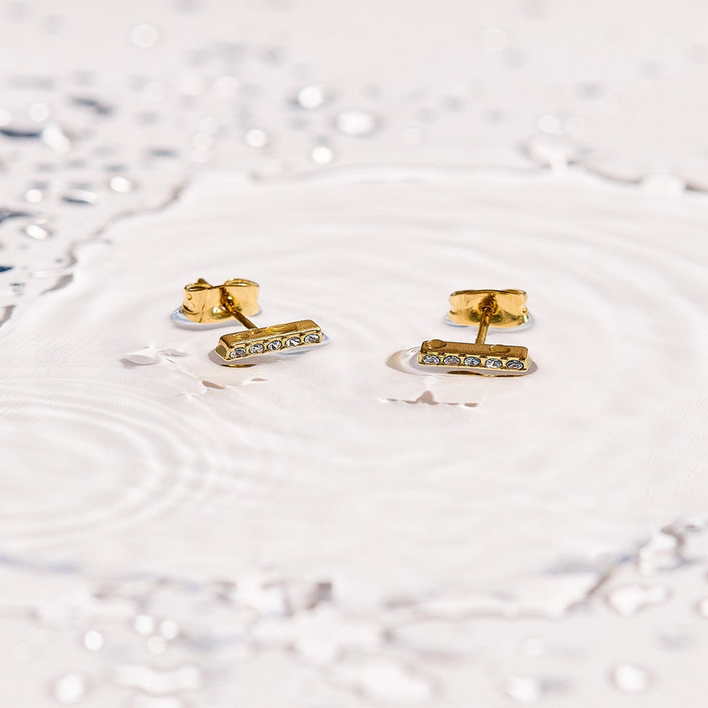 Crystal Bar Stud Earrings Angel