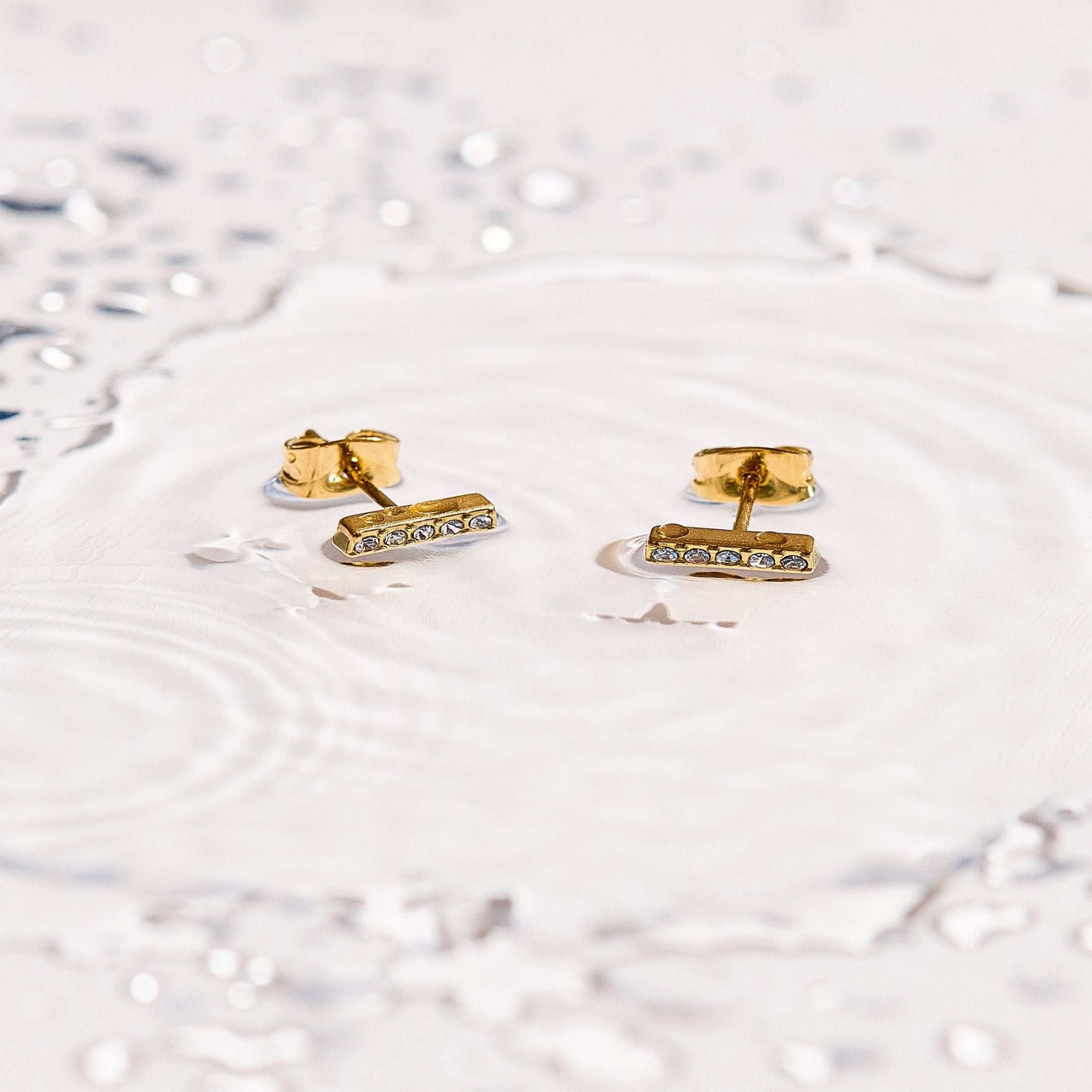 Crystal Bar Stud Earrings Angel