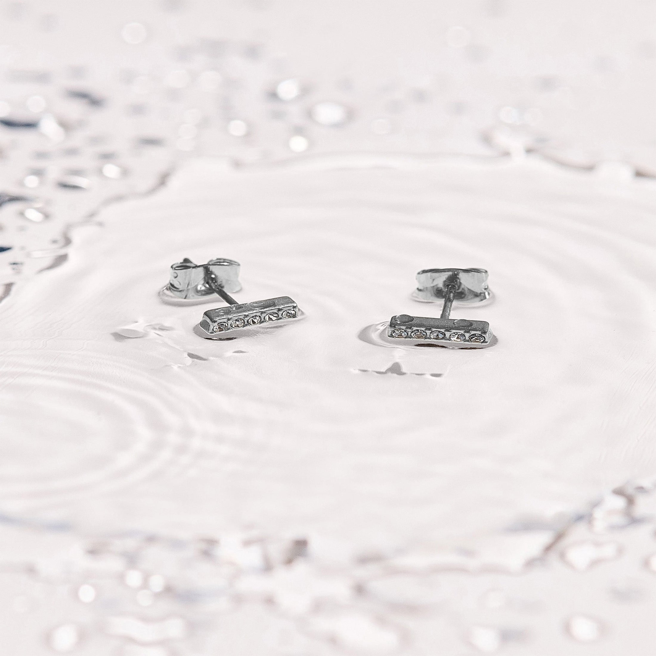 Crystal Bar Stud Earrings Angel