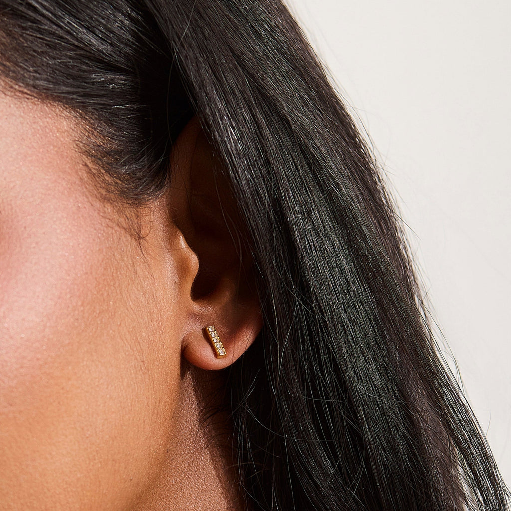 Crystal Bar Stud Earrings Angel