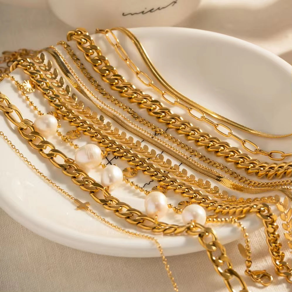 Dainty 18K Gold Plated Stainless Steel Simple Jewelry Gift Waterproof Chain Cross Double Layer Daity Anklet for Women My Store