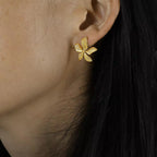 JEWELRY EH23 French Petal Embossed Earrings Stainless Steel 18K Gold Plated Fashion Earrings My Store