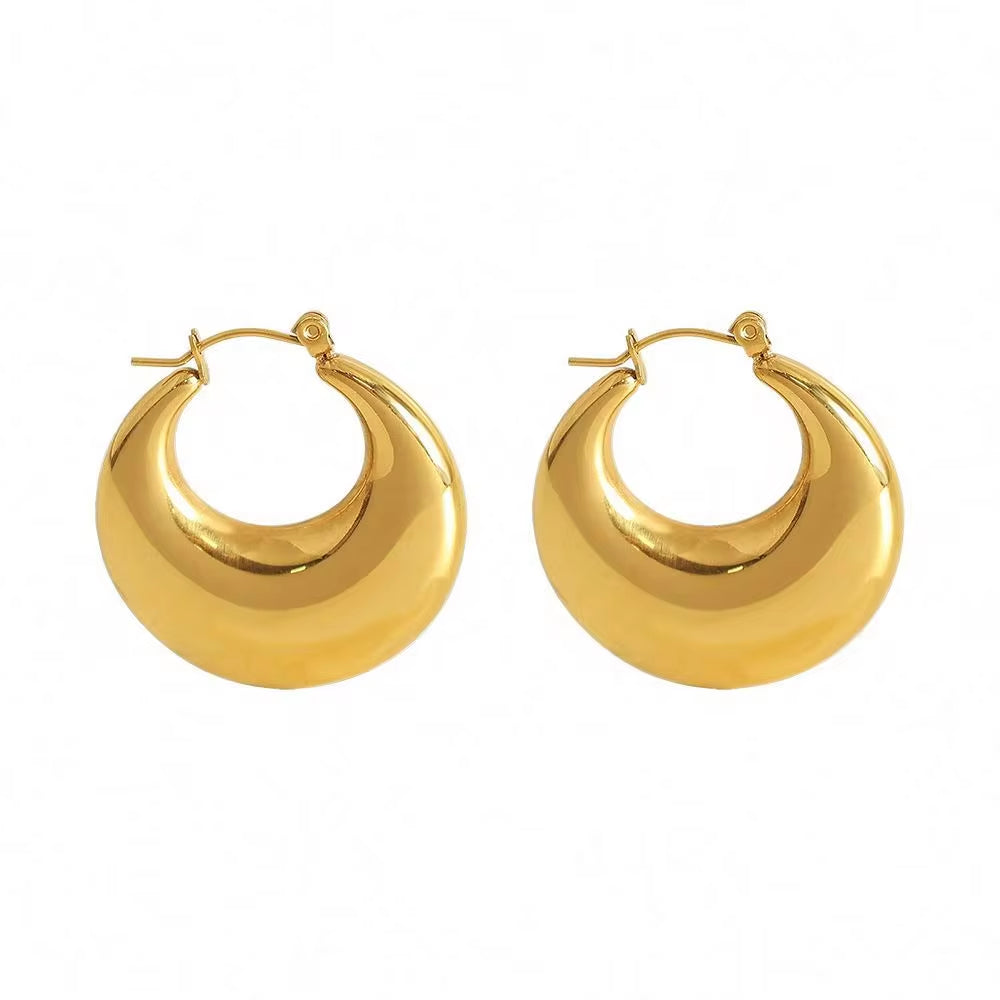 JEWELRY EH24-EH25 French High Quality Earrings Glossy Stainless Steel 18K Gold Plated Earrings Wholesale My Store