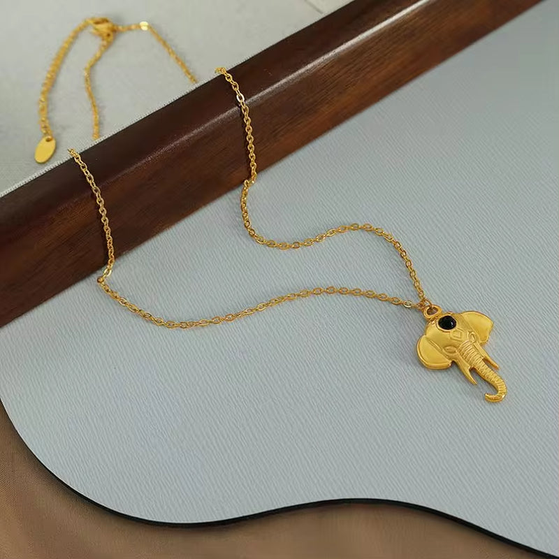 JEWELRY XL60 Trendy Elephant Pendant Collarbone Chain Fashion Modern Feeling Plated 18K Gold Necklace My Store