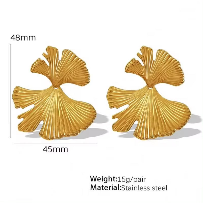 JEWELRY EH153 Fashion Ginkgo Leaf Earrings Niche Vintage Gold Leaf Earrings Premium Earrings My Store
