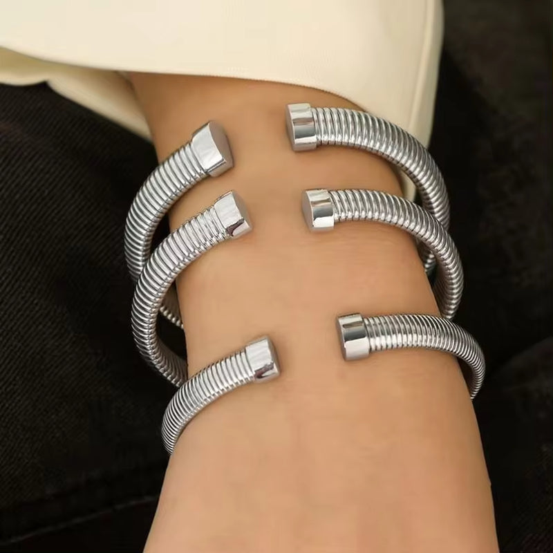 JEWELRY SZ43-4 Hot Selling Stacking Fashion Opening Adjustable Bracelet Stretchy Snake Bone Chain Bangle My Store