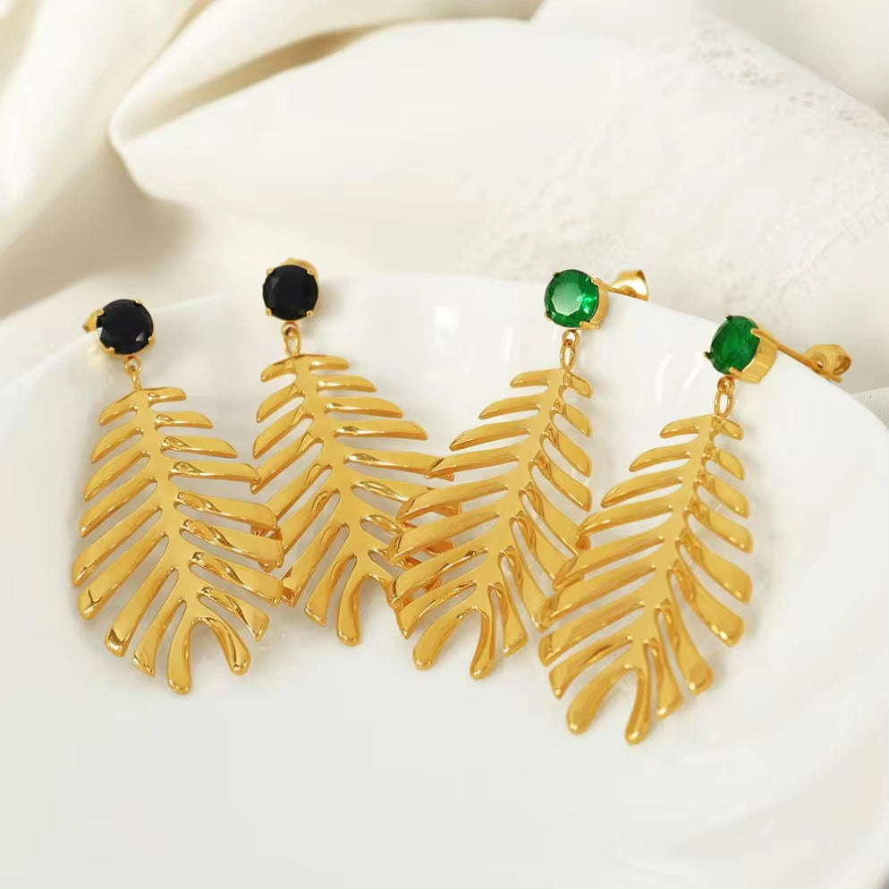 JEWELRY EH210 Premium Sense of Inlaid Zirconia Earrings 2024 New Exquisite Earrings Feathery Korean Version My Store