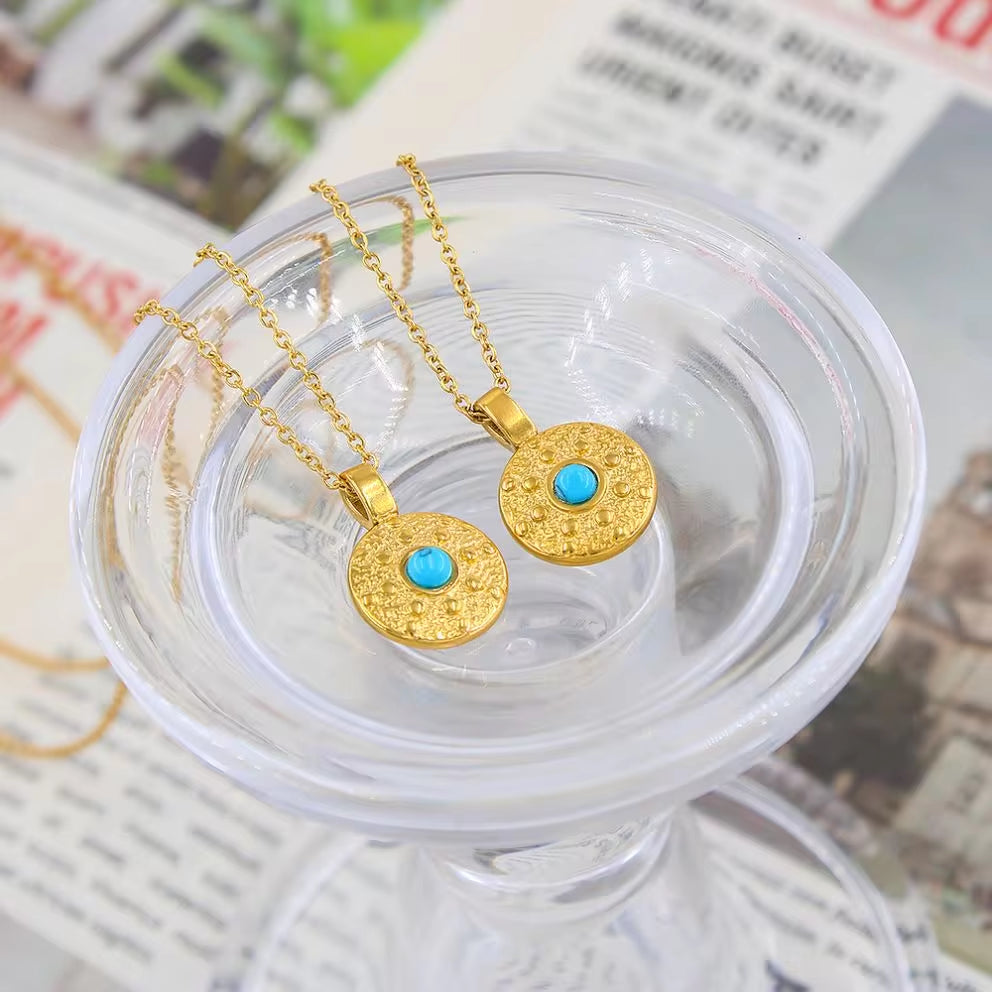 Natural Stone Necklace 18K Gold Color Stainless Steel Chain Suitable for Women Waterproof Material Fashion Oval Jewelry My Store