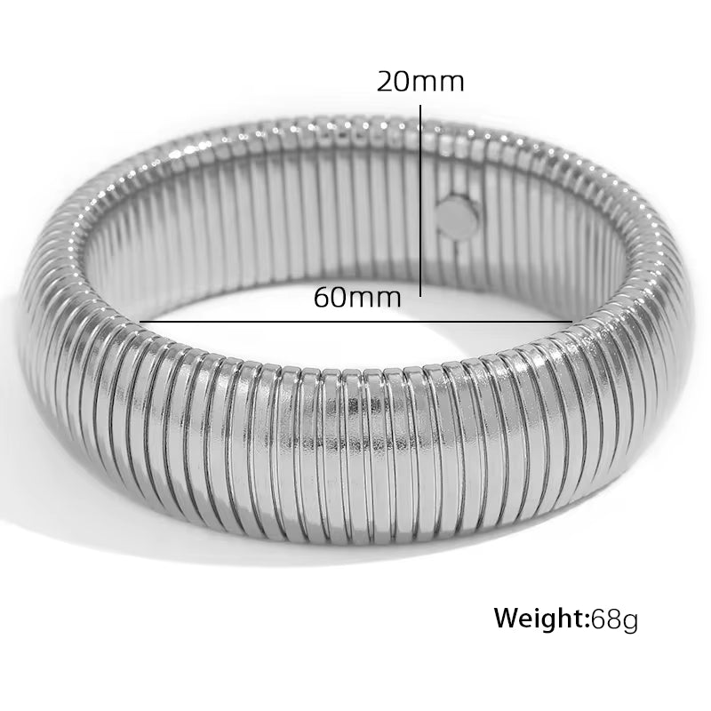 JEWELRY Fashion Stainless Steel Wide Face Bracelet Trendy Color Blocking Bracelet Stretchy Snake Bone for Women My Store