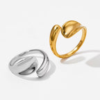 New 2024 Unique Stylish Glossy Surface Ring Casual Geometry Irregular Stainless Steel Rings for Girls My Store
