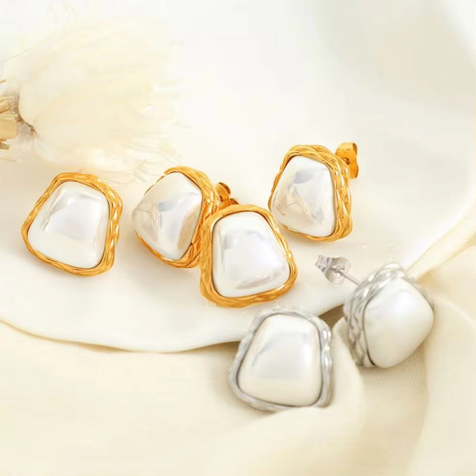 JEWELRY Eh281French Set Pearl Earrings New Square Coloured Beads Earrings Irregular Earrings My Store