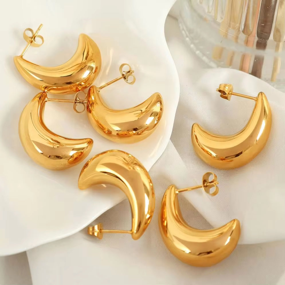 JEWELRY EH284 Factory Hot Sale Stainless Steel Earrings Premium Earrings 18 Gold Moon Earrings My Store