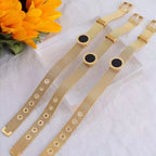 Newest Design Stainless Steel Watch Band Strap Wide Stainless Steel 18K Gold Numerals Wristband Bracelet My Store