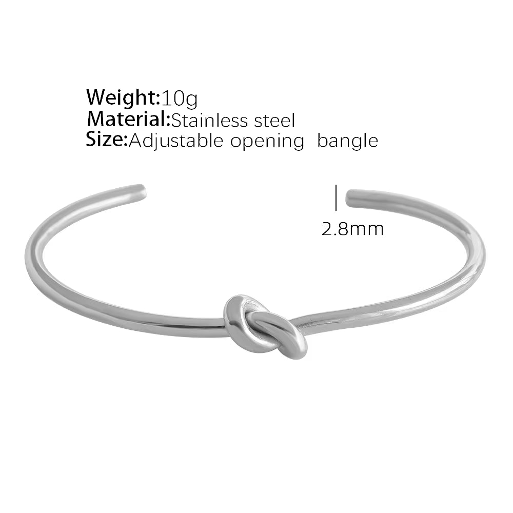 JEWELRY SZ45-7-SZ51 Hot Sale Vintage Fashion Stainless Steel Open Bangle Twist Knot C Shape Bangle for Women My Store
