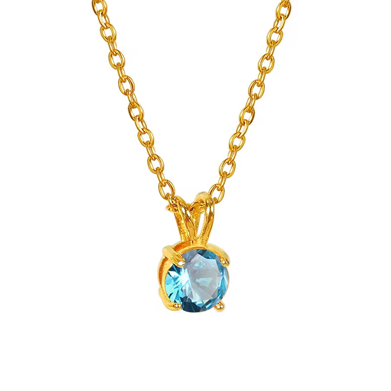 JEWELRY XL68 French Style Collarbone Chain Natural Gemstone Pendant Collarbone Necklace Stainless Steel Necklace My Store