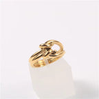 High End 18K Gold Plated Simple Knot Rings Stainless Steel Rings for Women Tarnish Free Jewelry My Store