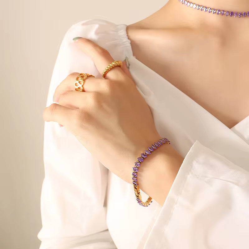 Fashion Gold Plated Bracelet with Zirconia Other Stainless Steel Jewelry Unisex Women My Store