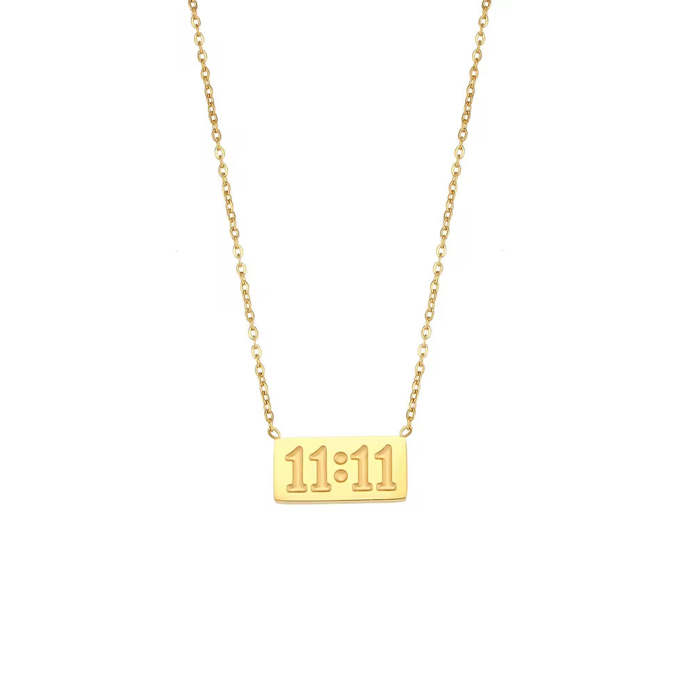 18K Gold Plated Waterproof Trendy 11:11 Angle Number Necklace Stainless Steel Jewelry Wholesale Supplier FJN0132 My Store