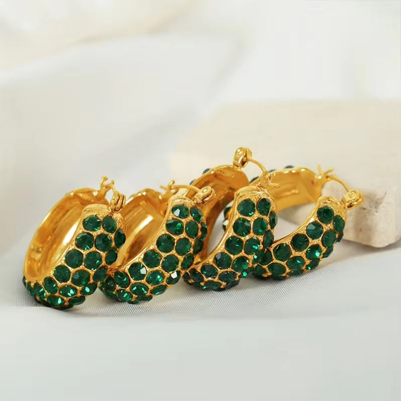 JEWELRY EH188 Fashion Inlaid Rhinestone C-Shaped Earrings Earrings Stainless Steel Earrings Wholesale My Store