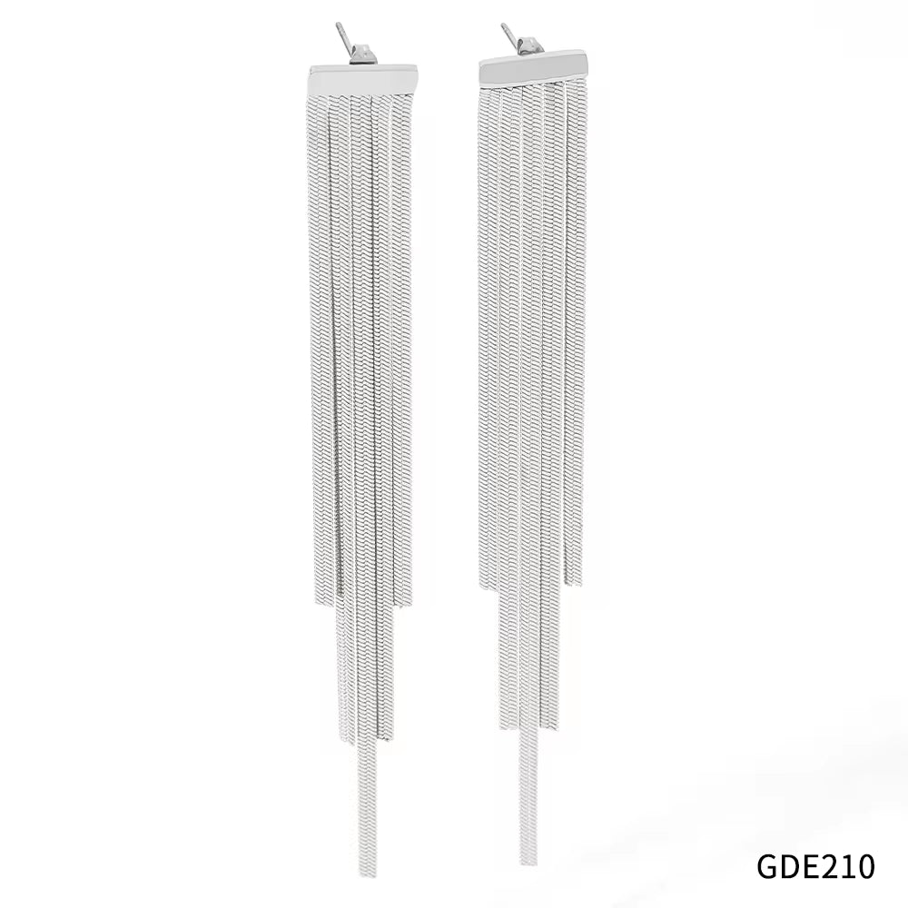 Hot Sell Snake Bone Chain Tassel Earrings Women Jewelry Designer Stainless Steel 18K Gold Plated Fringe Earrings My Store