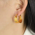 JEWELRY EH182 Premium Feeling Women'S Wide Piece Earrings 18K Gold Stainless Steel with Zirconia Octopus Earrings My Store