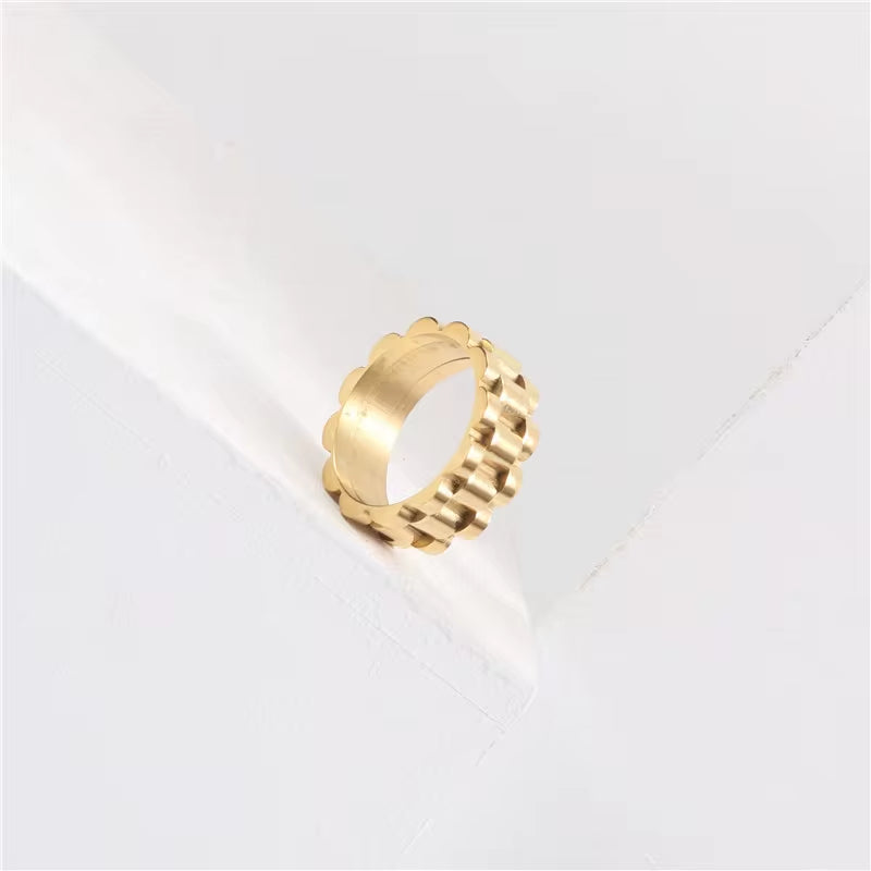 Stainless Steel 18K Gold Plated Watch Band Rings Waterproof Watch Belt Finger Rings My Store