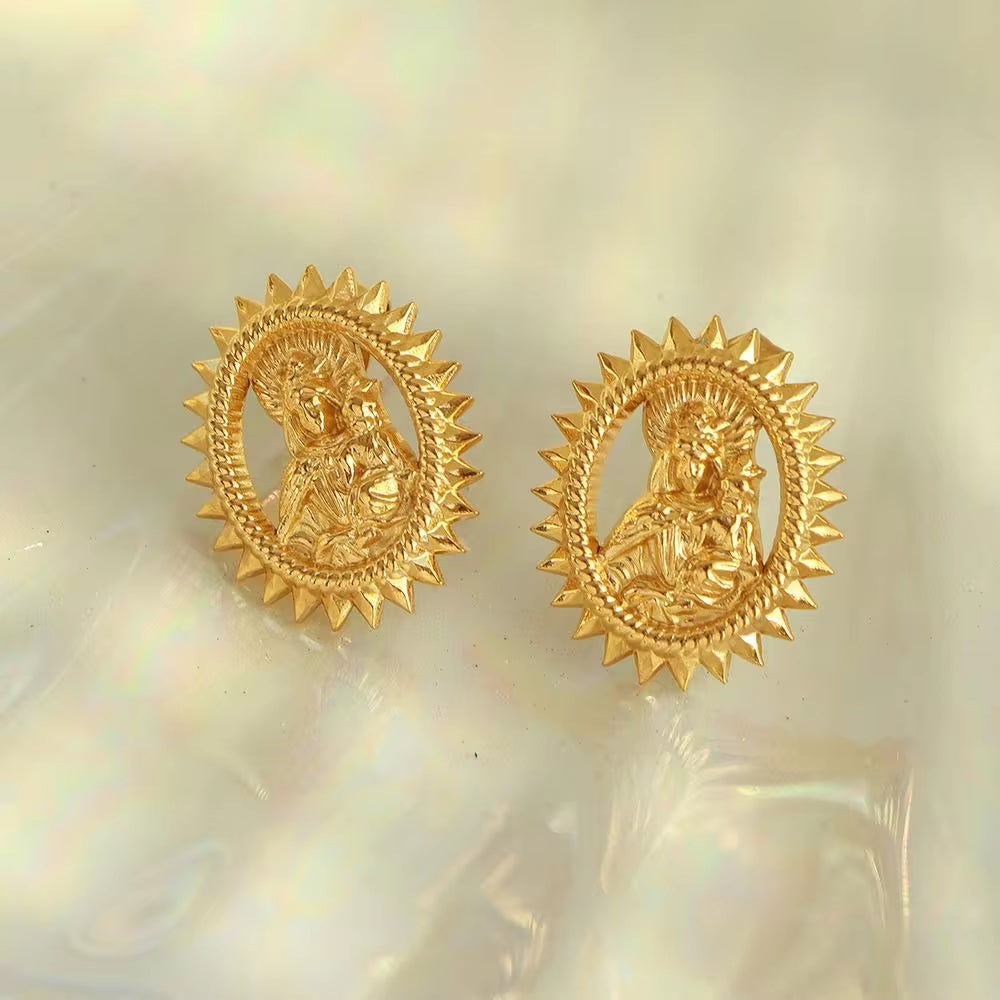 JEWELRY EH224 New Portrait Plate Earrings Titanium Steel Gold Plated 18K Vintage Earrings Vintage My Store