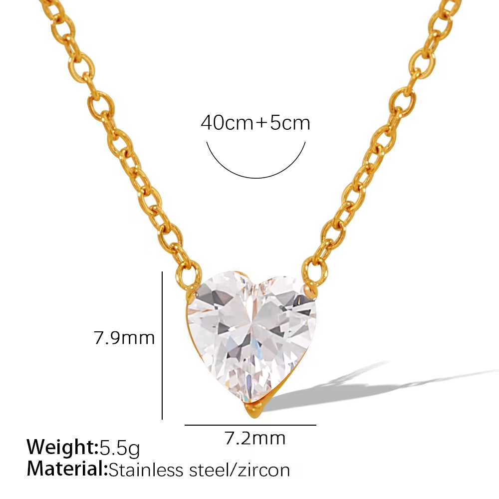 JEWELRY XL90 Fashion Zirconia Peach Heart Heart Pendant Necklace Collar Chain Micro Zirconia Necklace My Store