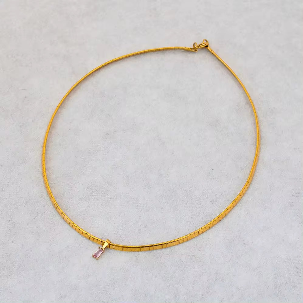 Fashion Rainbow Zircon Pendant Necklace INS Choker Chain Collar for Women Jewelry 18K Gold Stainless Steel Jewelry My Store