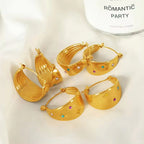 JEWELRY EH182 Premium Feeling Women'S Wide Piece Earrings 18K Gold Stainless Steel with Zirconia Octopus Earrings My Store