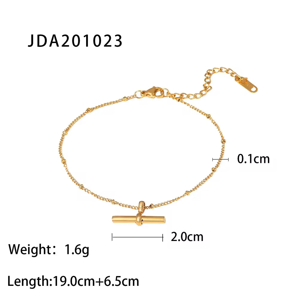 Dainty 18K Gold Plated Stainless Steel Simple Jewelry Gift Waterproof Chain Cross Double Layer Daity Anklet for Women My Store