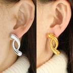 JEWELRY EH279 Simple and Versatile Irregular Circle Geometric Earrings Stainless Steel 18K Gold Plated Earrings My Store