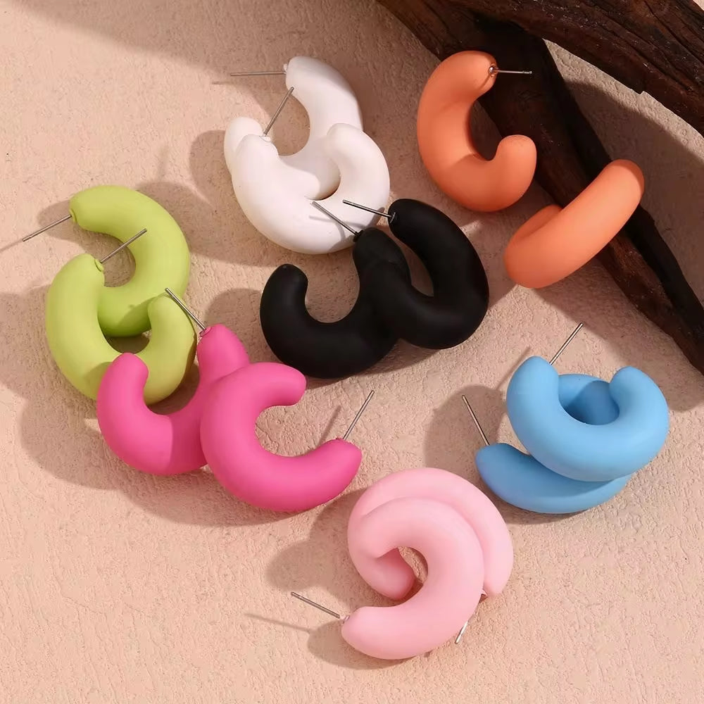 Colorful ABS Resin Spring Jewelry Enamel Hoop Earrings Stainless Steel Jewelry Gifts for Women My Store